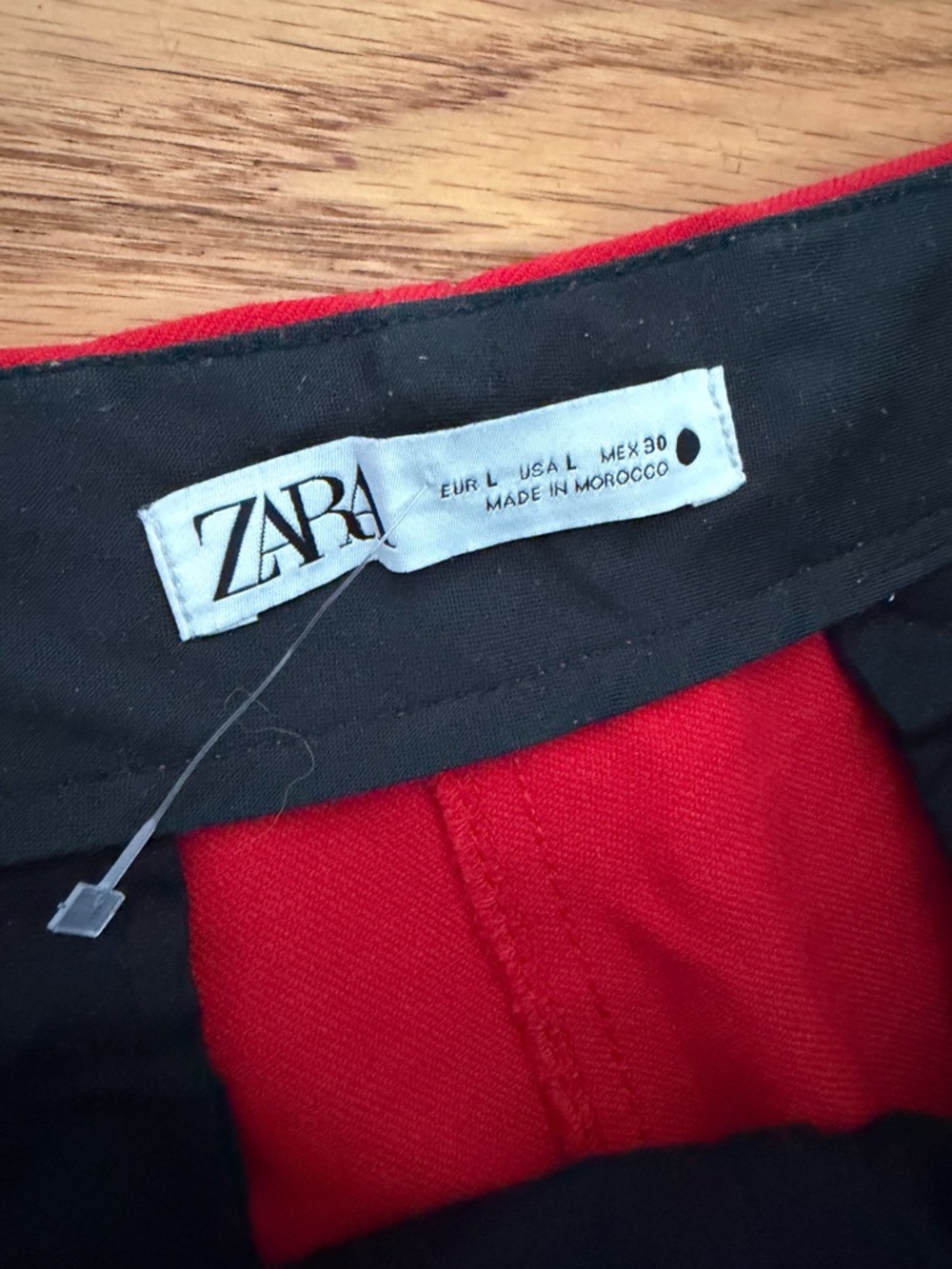 Zara High Waisted y2k Textured Wide Dress Pants vibrant L Red Trousers straight - Picture 3 of 5
